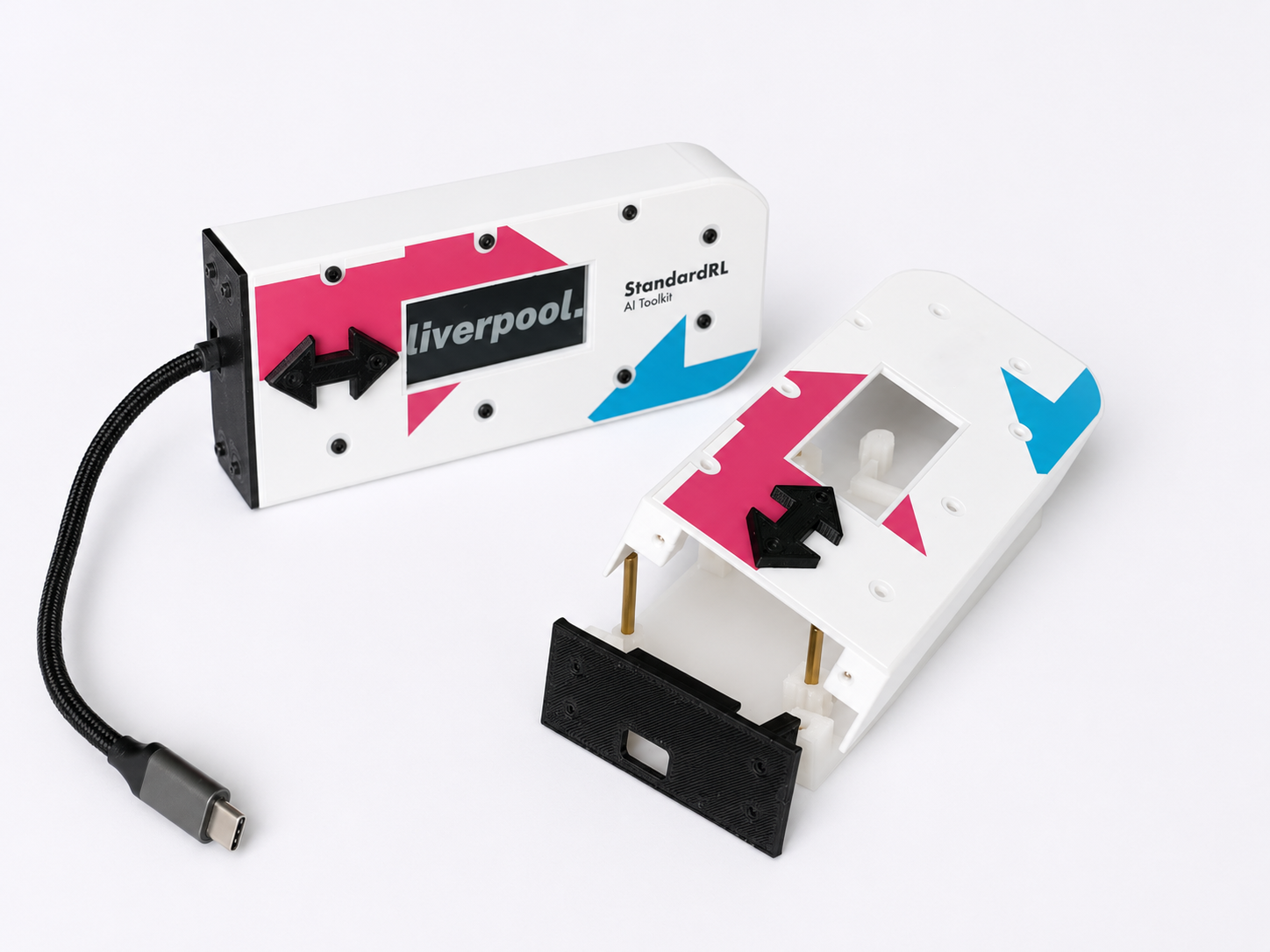 Liverpool StandardRL prototype next to a 3D printed casing